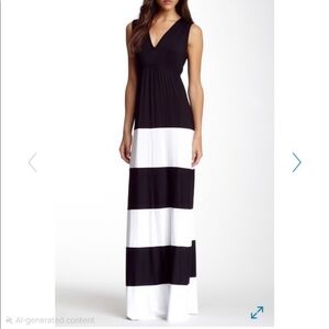 Go Couture Black and White Striped Maxi Dress